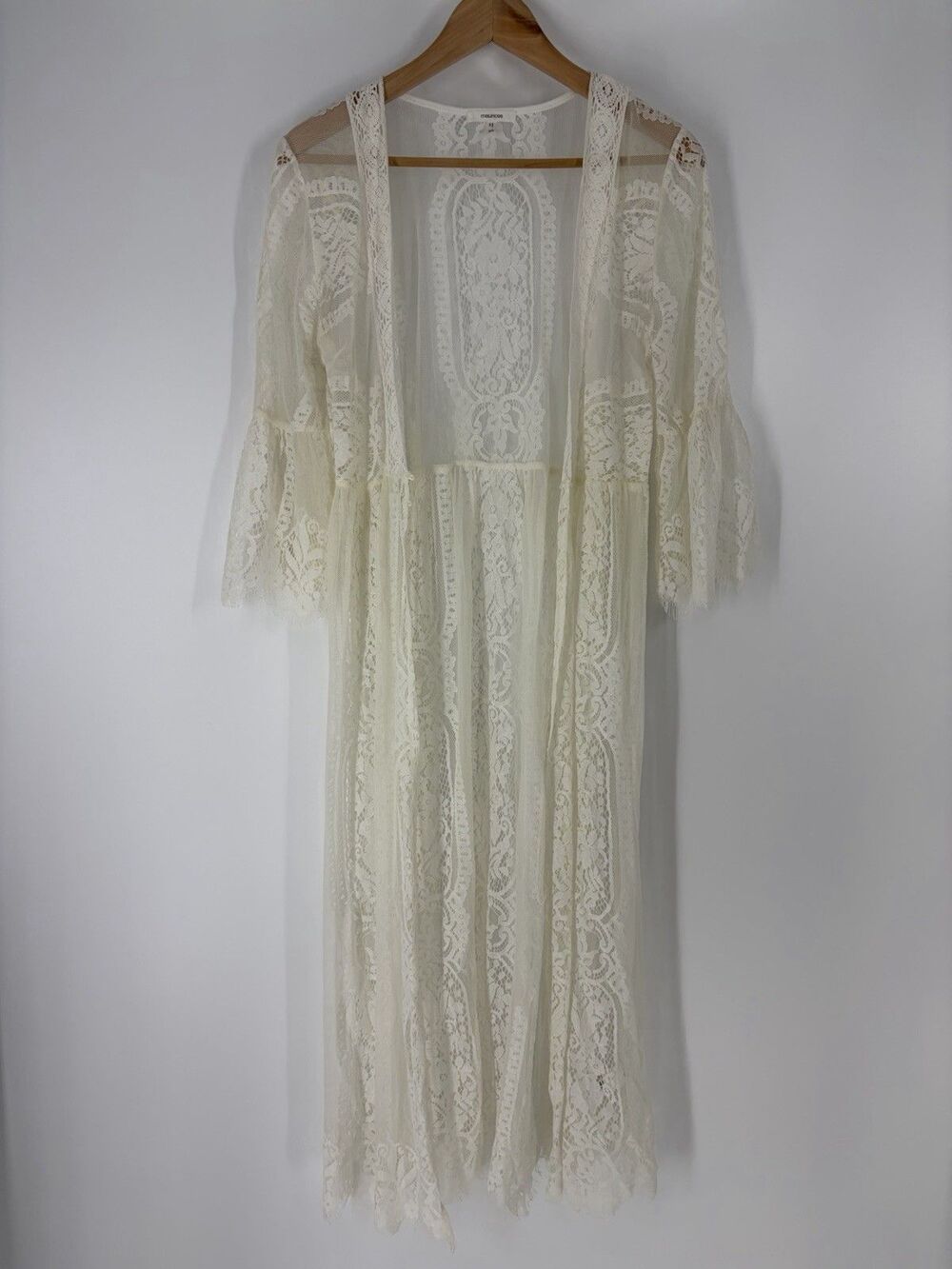 Maurices Romantic Lace Duster XS Kimono Cover Up White Festival Boho Cottagecore - Picture 1 of 9